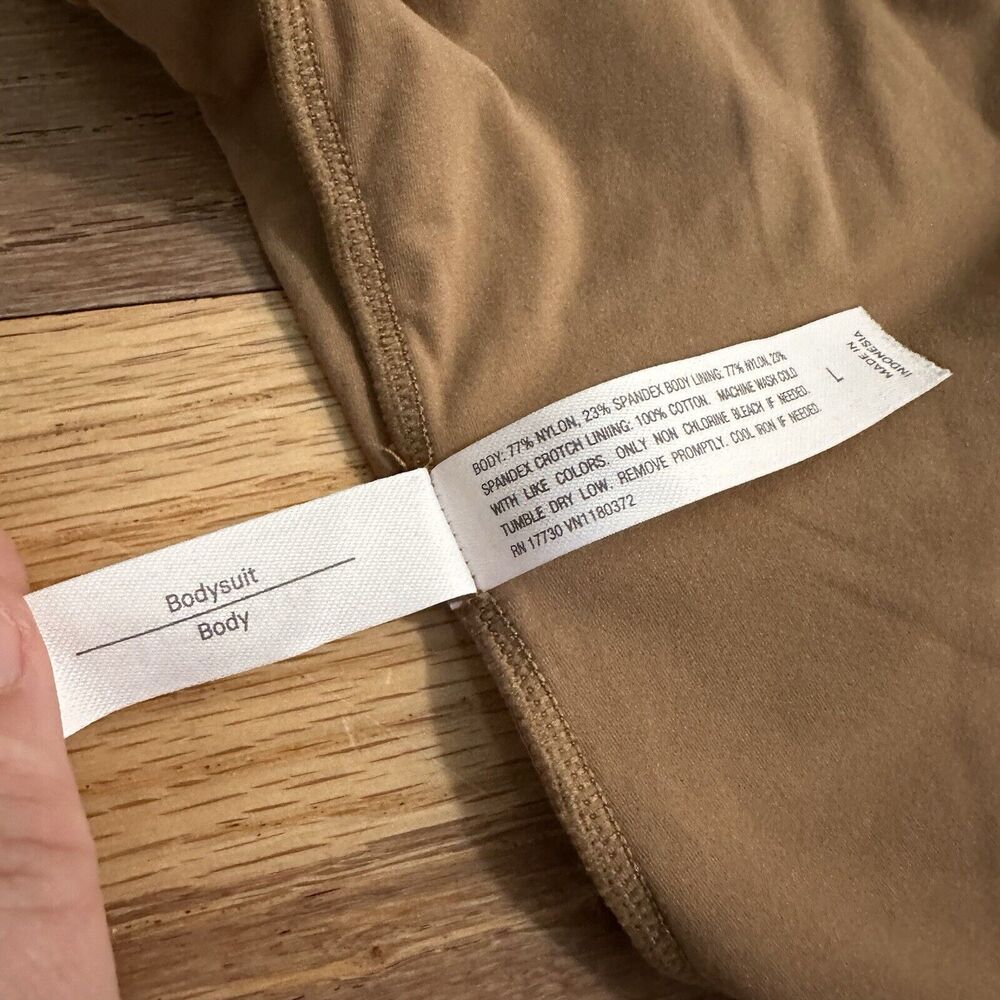 AUDEN Cotton Stretch Tank Bodysuit, Brown, Snap Closure, Lg - Picture 9 of 12